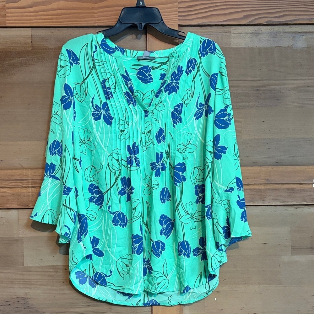 Style & Co. Green and Blue Floral Blouse